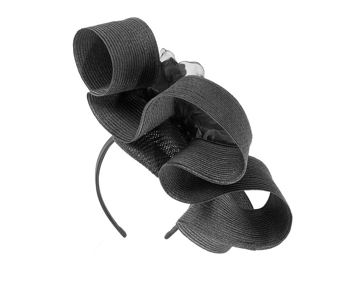 Large black fascinator with flower by Fillies Collection - Hats From OZ