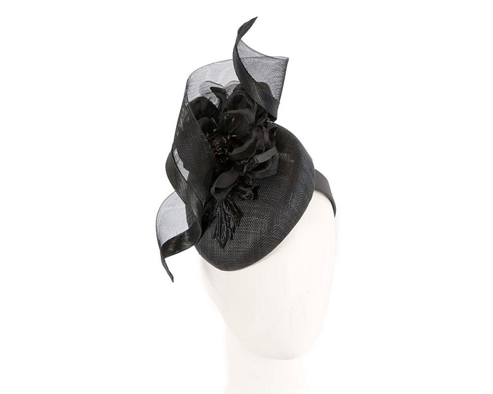 Black pillbox fascinator with flower by Fillies Collection - Hats From OZ