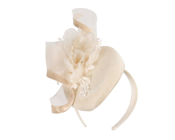 Cream pillbox fascinator with flower by Fillies Collection - Hats From OZ