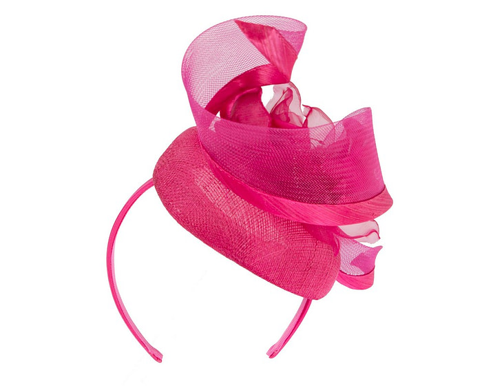 Fuchsia pillbox fascinator with flower by Fillies Collection - Hats From OZ