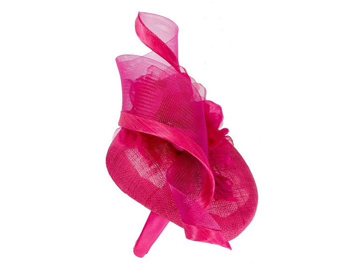 Fuchsia pillbox fascinator with flower by Fillies Collection - Hats From OZ