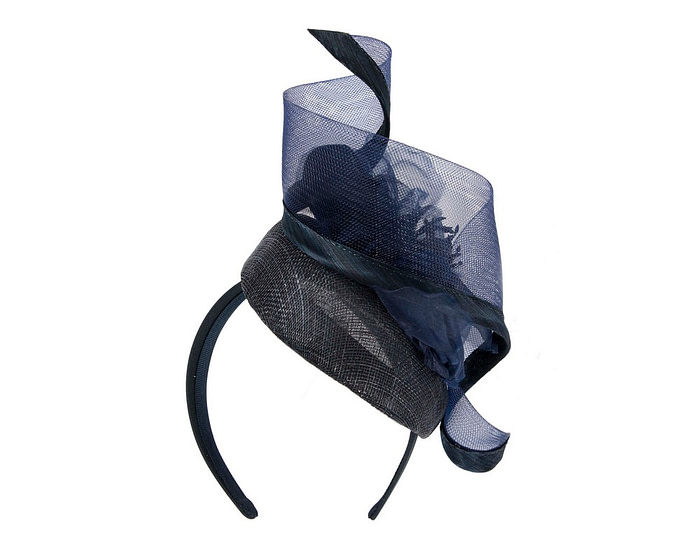 Navy pillbox fascinator with flower by Fillies Collection - Hats From OZ