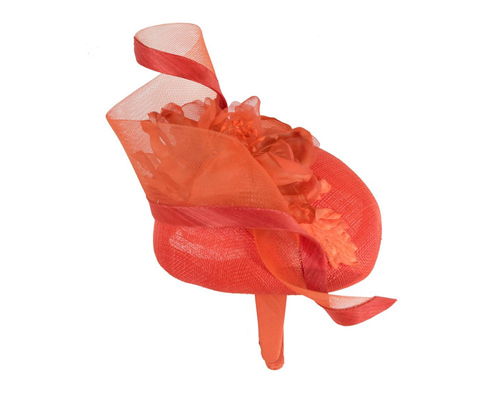 Orange pillbox fascinator with flower by Fillies Collection - Hats From OZ