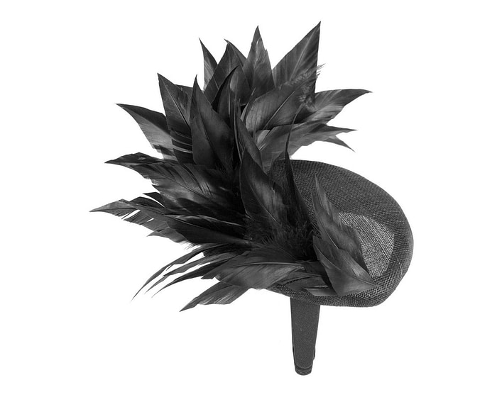 Black feather spring facing fascinator - Hats From OZ