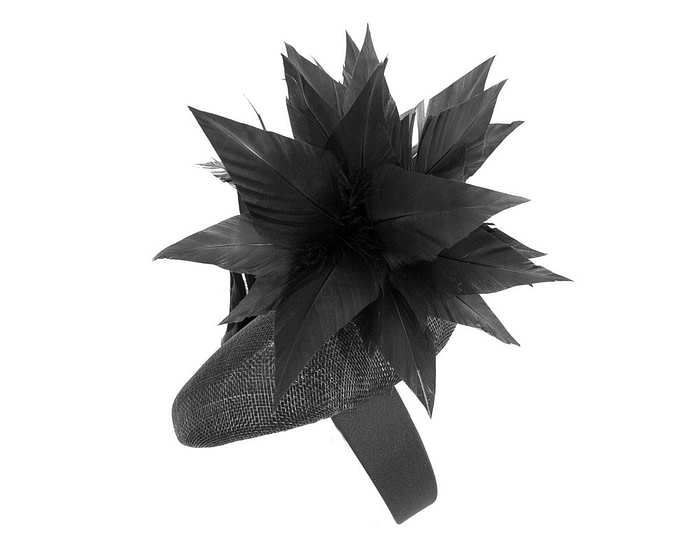 Black feather spring facing fascinator - Hats From OZ