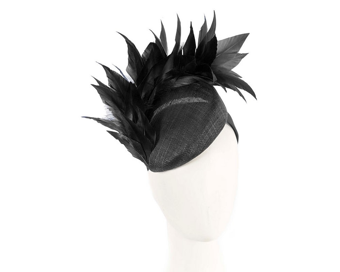 Black feather spring facing fascinator - Hats From OZ