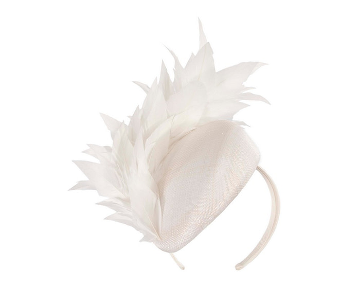 White feather spring facing fascinator - Hats From OZ