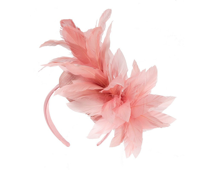 Dusty pink feather spring facing fascinator - Hats From OZ