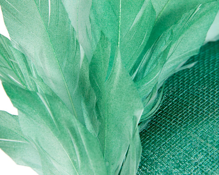 Green feather spring facing fascinator - Hats From OZ