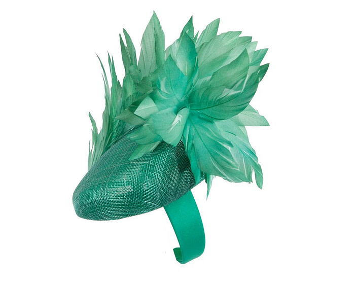 Green feather spring facing fascinator - Hats From OZ