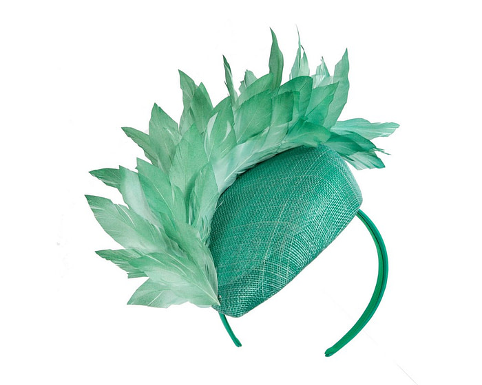 Green feather spring facing fascinator - Hats From OZ