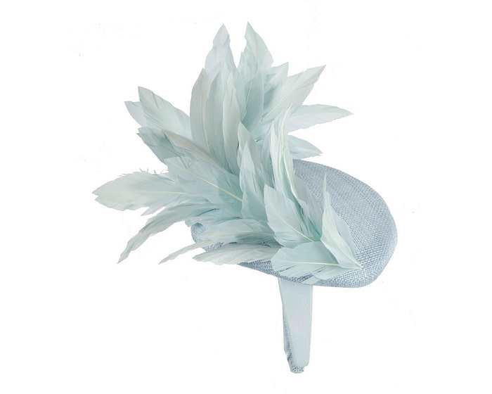 Light blue feather spring facing fascinator - Hats From OZ