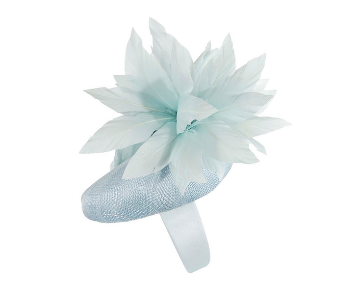 Light blue feather spring facing fascinator - Hats From OZ