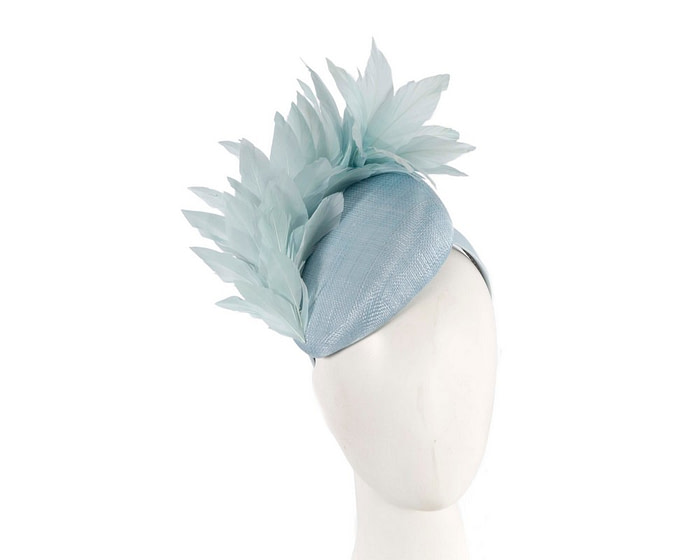 Light blue feather spring facing fascinator - Hats From OZ