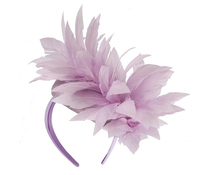 Lilac feather spring facing fascinator - Hats From OZ