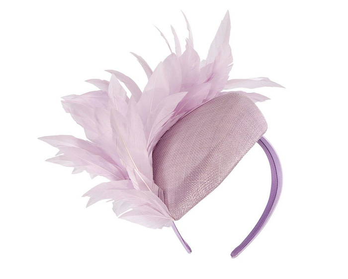 Lilac feather spring facing fascinator - Hats From OZ