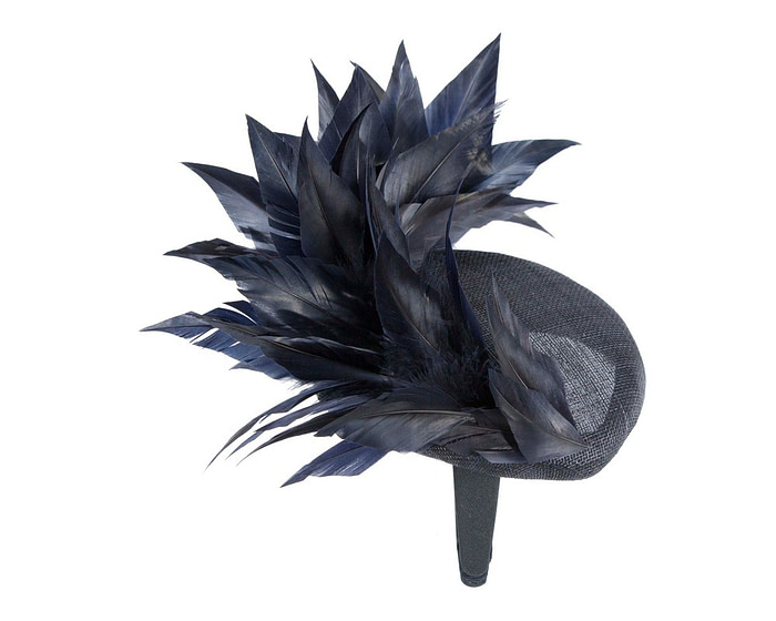 Navy feather spring facing fascinator - Hats From OZ