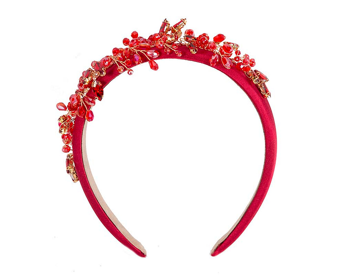 Red crystals fascinator headband by Cupids Millinery - Hats From OZ