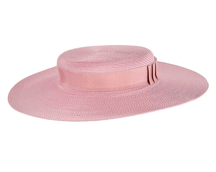 Wide brim dusty pink boater hat - Hats From OZ