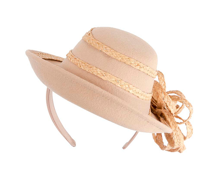 Exclusive beige winter fascinator by Cupids Millinery - Hats From OZ