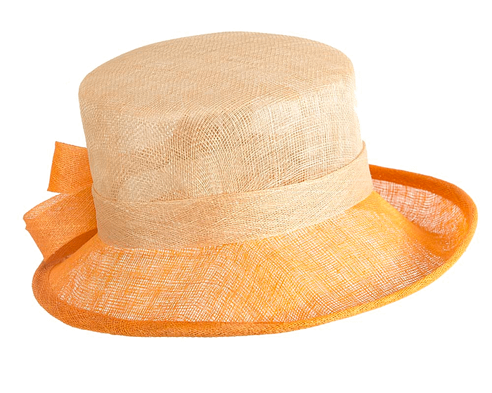 Elegant sinamay nude & orange hat - Hats From OZ