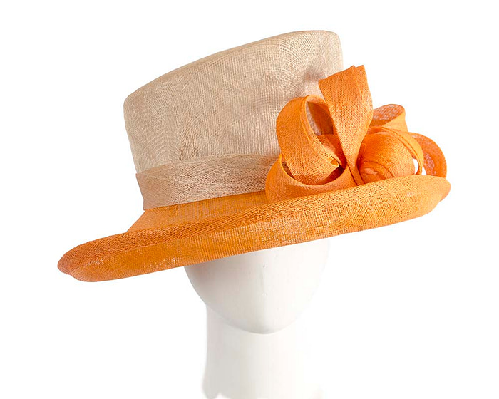 Elegant sinamay nude & orange hat - Hats From OZ