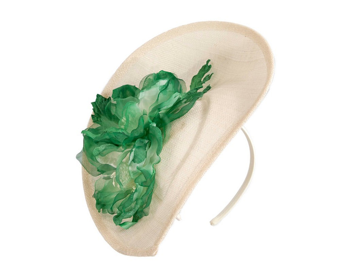 Large cream & green flower fascinator by Max Alexander - Image 2