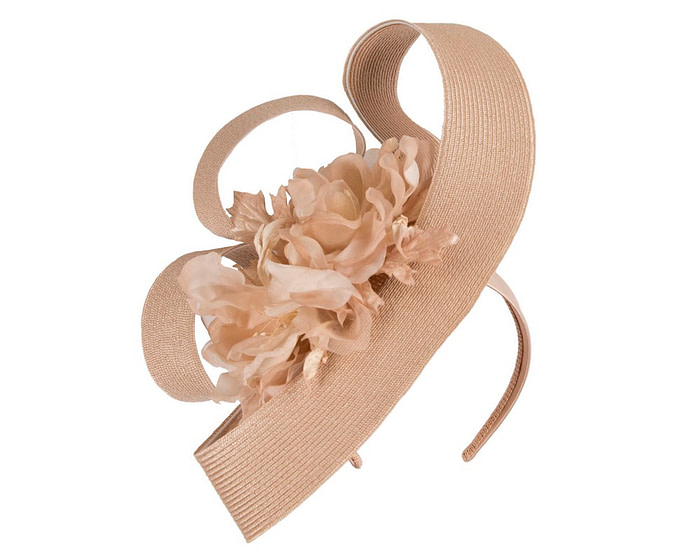 Large nude fascinator with flower by Fillies Collection - Hats From OZ