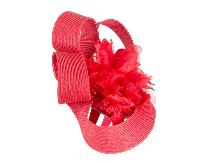 Large red fascinator with flower by Fillies Collection - Hats From OZ