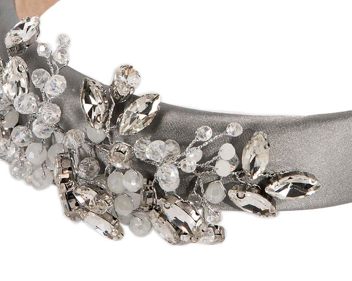 Silver crystals fascinator headband by Cupids Millinery CU443 - Hats From OZ