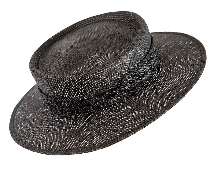 Short brim black boater hat - Hats From OZ