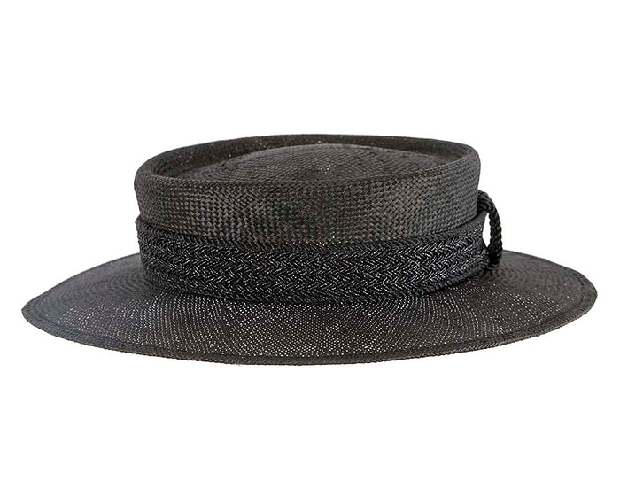 Short brim black boater hat - Hats From OZ