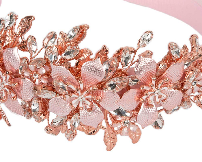 Pink crystals fascinator headband by Cupids Millinery CU523 - Hats From OZ