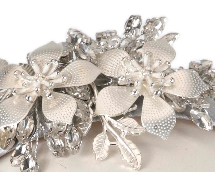 Silver crystals fascinator headband by Cupids Millinery CU523 - Hats From OZ