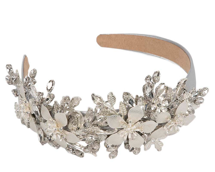 Silver crystals fascinator headband by Cupids Millinery CU523 - Hats From OZ