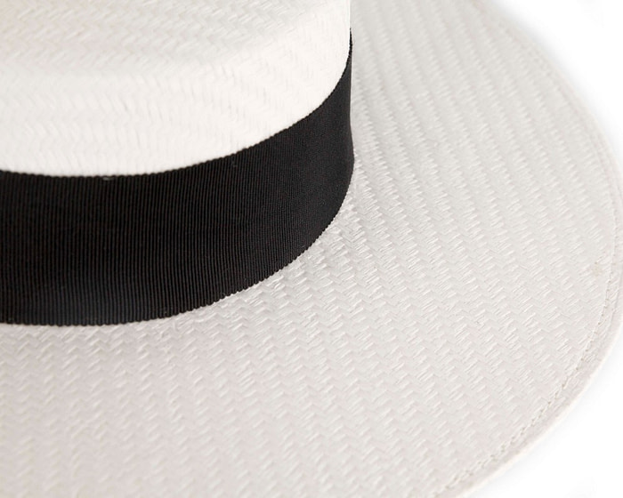 White & black boater hat by Max Alexander MA867 - Hats From OZ