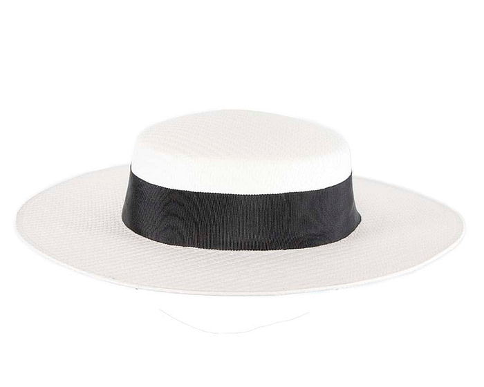 White & black boater hat by Max Alexander MA867 - Hats From OZ