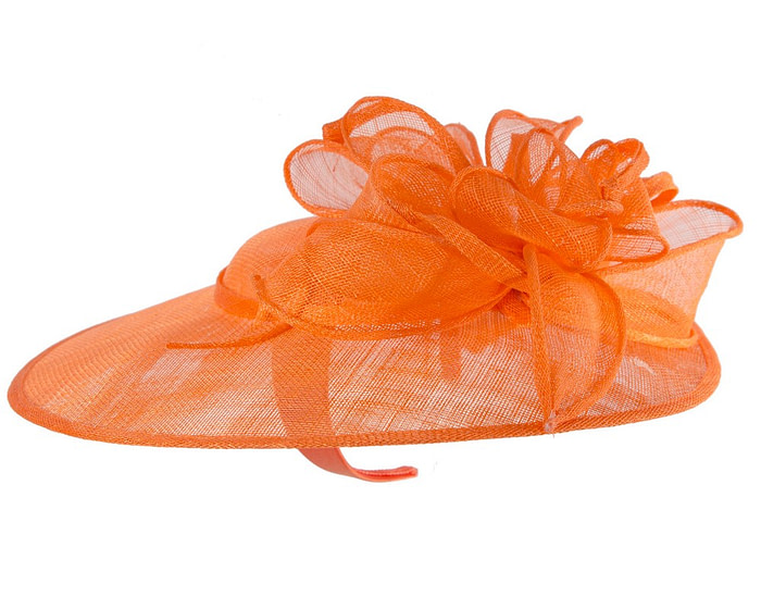 Orange sinamay fascinator hat by Max Alexander - Hats From OZ