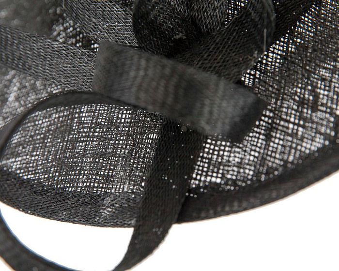 Large black sinamay plate fascinator - Hats From OZ