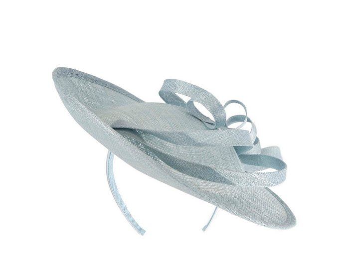 Large light blue sinamay plate fascinator - Hats From OZ