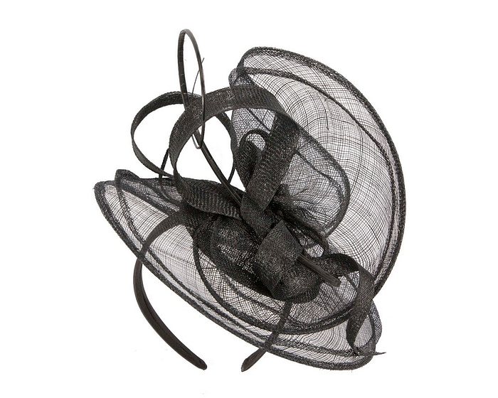 Large black sinamay fascinator by Max Alexander MA913 - Hats From OZ