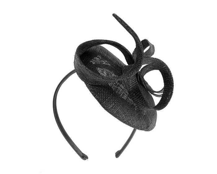 Sculptured black sinamay fascinator by Max Alexander - Hats From OZ