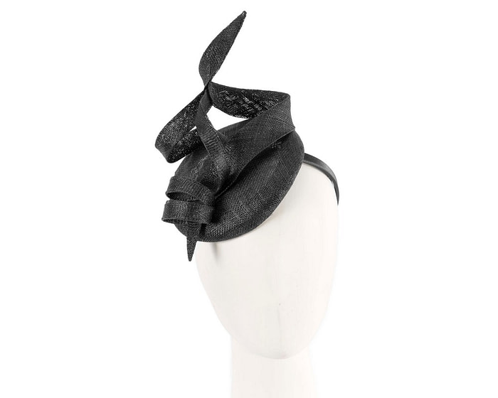 Sculptured black sinamay fascinator by Max Alexander - Hats From OZ