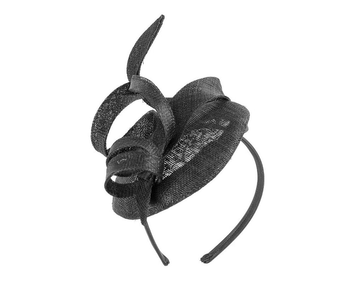 Sculptured black sinamay fascinator by Max Alexander - Hats From OZ