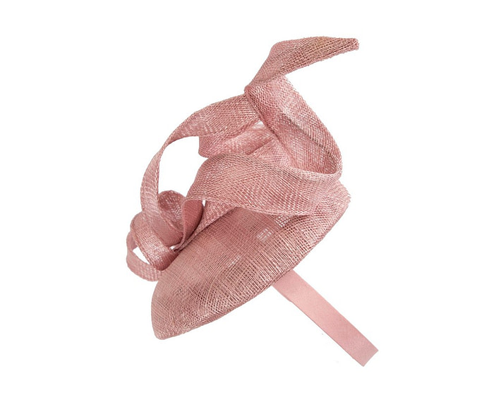 Sculptured dusty pink sinamay fascinator by Max Alexander - Hats From OZ