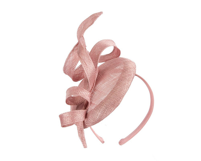 Sculptured dusty pink sinamay fascinator by Max Alexander - Hats From OZ