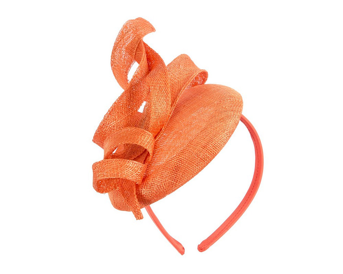 Sculptured orange sinamay fascinator by Max Alexander - Hats From OZ