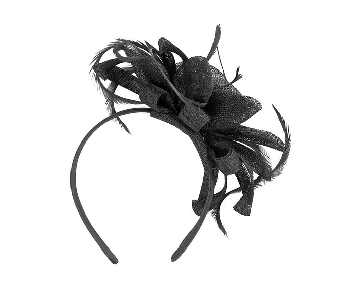 Black sinamay flower fascinator by Max Alexander MA917 - Hats From OZ