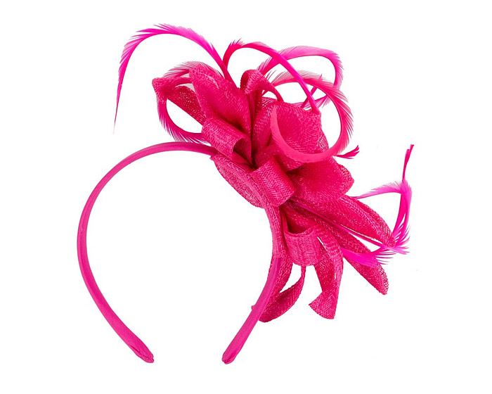 Fuchsia sinamay flower fascinator by Max Alexander - Hats From OZ