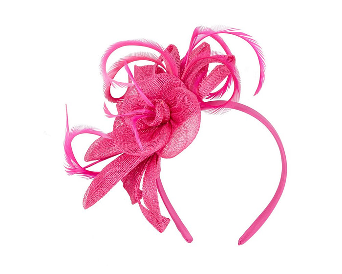 Fuchsia sinamay flower fascinator by Max Alexander - Hats From OZ